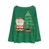 Women's Casual Fashion Round Neck Top Christmas Print Long Sleeve Knit Pullover