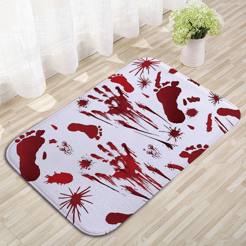 Halloween Carpet Soft Noise Reduction Home Decor Creative Horror Blood Handprint Entrance Doormat Bathroom Foot Mat