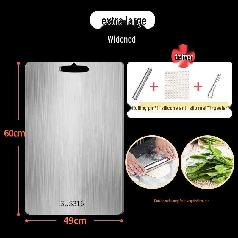 Yuzhuxun Double-Sided Stainless Steel & Silicone Cutting Board