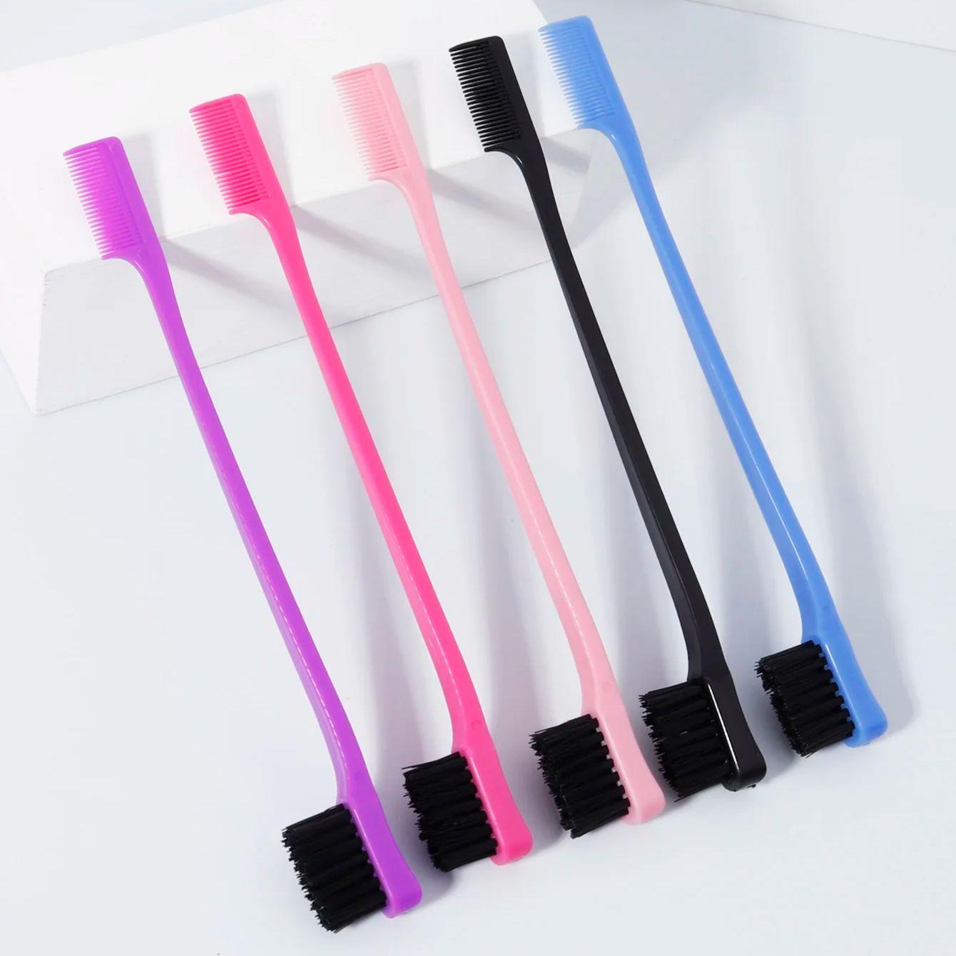

Double-Sided Edge Control Brushes Combo set - 5 Pieces Natural Styling Eyebrow and Hair Combs,Special for real hair wigs