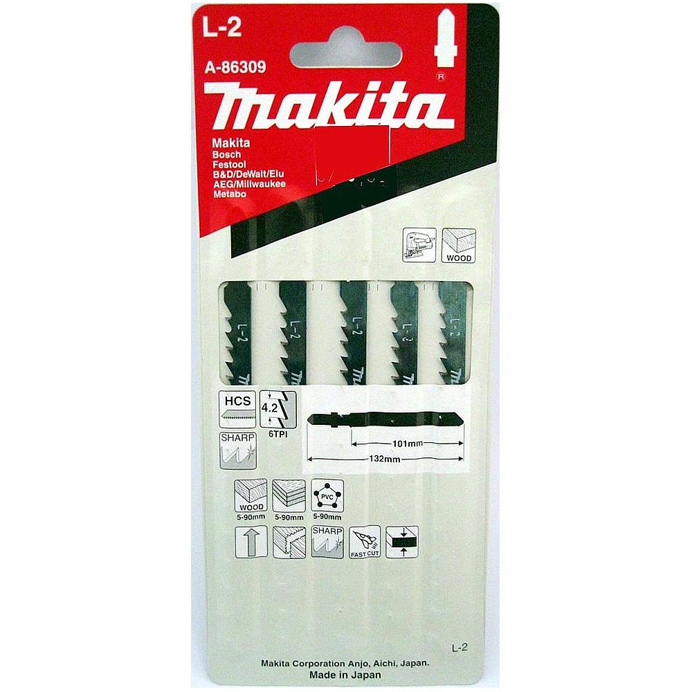 

Makida A 86309 Полотно для лобзика по дереву для быстрой и черновой резки 5шт.