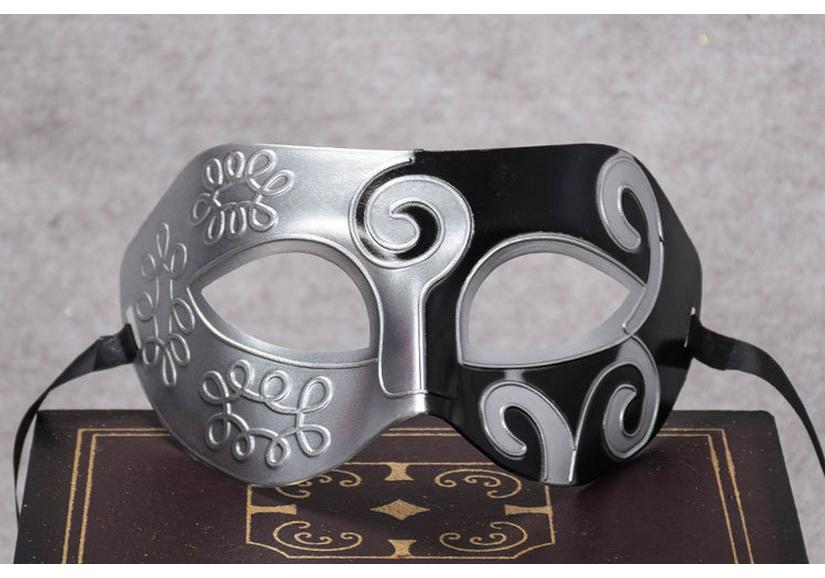 Gold Half-Face Masquerade Mask for Men Silver Half Green