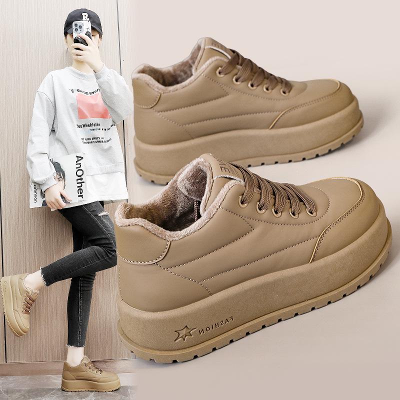KT2812 Women's 2024 Autumn/Winter Solid Color Snow Cotton Sports Shoes with Thick Velvet Lining for Warmth