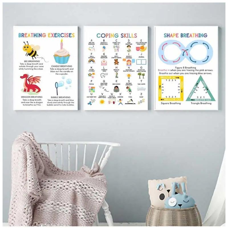 Pictură pe pânză de artă de perete pentru creșă, sănătate mintală, psihoterapie, poster nordic, imagini imprimate pentru camera copiilor, consilier, decor birou
