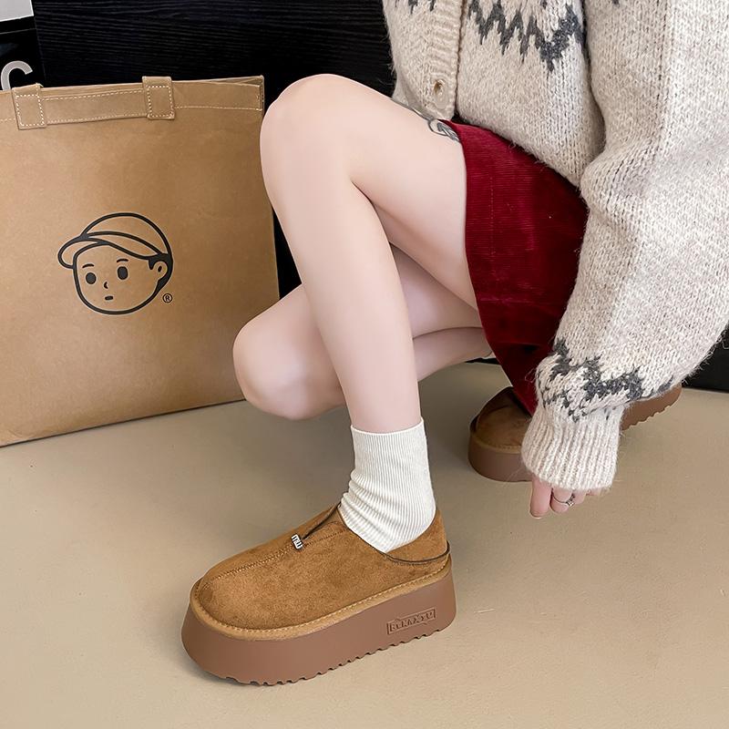 Fashion Thick Soled Anti Slip Snow Boots Women Winter 2025 New Height Bread Shoes with Plush Insulation Elastic Mouth Cotton Shoes