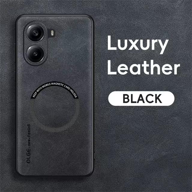Leather Magnetic Case For Poco X7 Pro X6 X5 Funda For Poco F6 F5 F4 GT C65 M6 M5 For Magsafe Wireless Charger Phone Cover