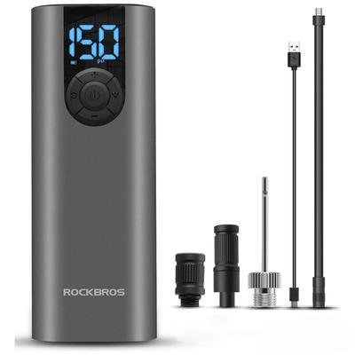 Electric Bike Motor Car Ball Pump 10 Bar with LED Display, USBC Cable, Black