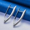 1 Pair of 925 Silver 31mm V-shaped Zircon Hoop Earrings for Women Jewelry Gift Accessories Party Charm