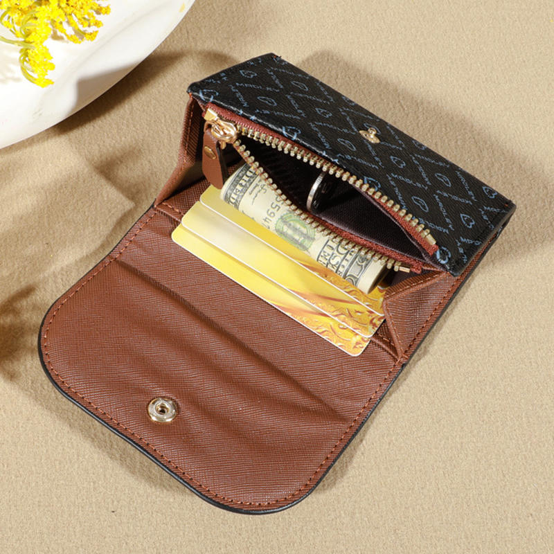 Women's Letter & Heart Print Wallet - Cute Zippered Coin Purse with Card Slots, Fashionable Wristlet Multi-Functional Wallet