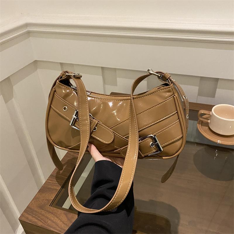 Retro Casual Belt Women's Shoulder Bags Versatile Cool Hot Girls Crossbody Handbags Y2k Simple Female Underarm Bag Purse