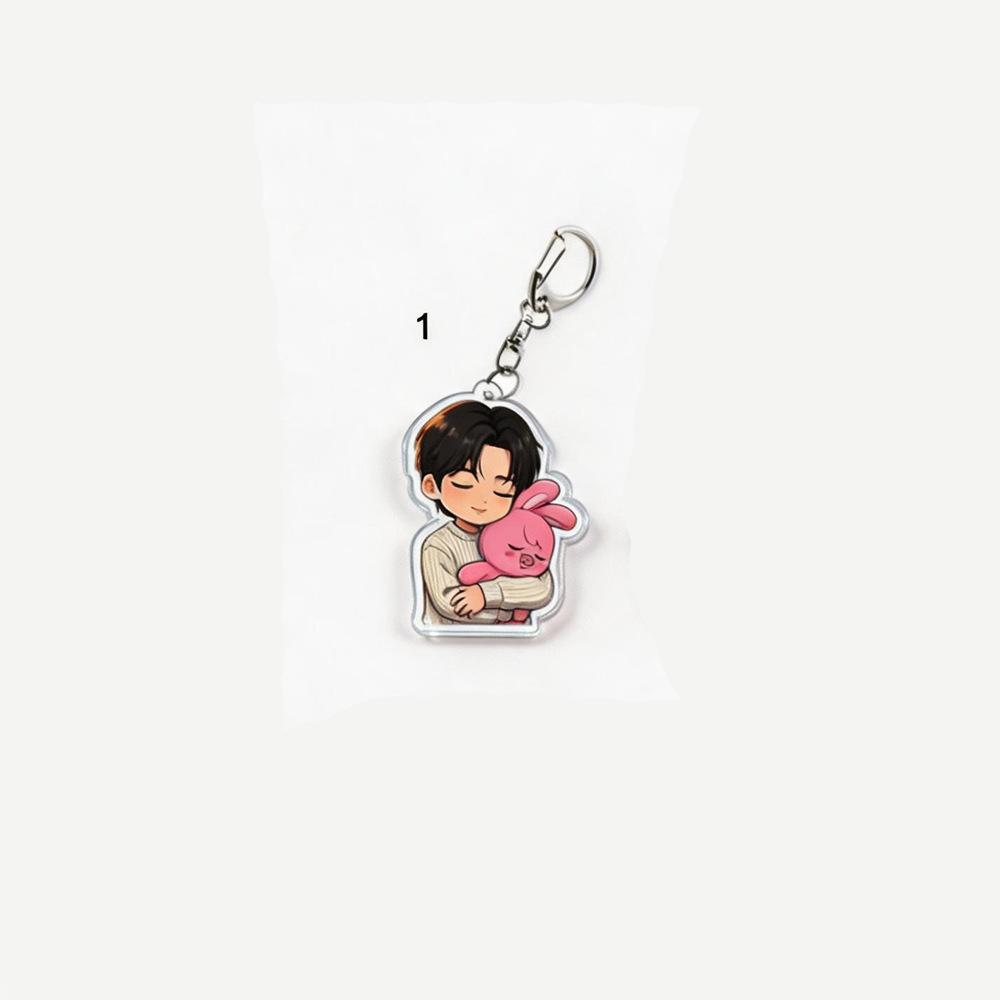 1pc Stray Kids Member Keychain Cute Cartoon Chibi Doll Holding SKZOO Plushie Sleeping Style Charm Keyring for Bags Backpacks, SKZ Merch STAY Gift
