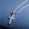 Collana con Crocifisso in Zirconia Cubica Unisex Elegante Collana con Pendente in Argento Gioiello Fashion Statement Regalo