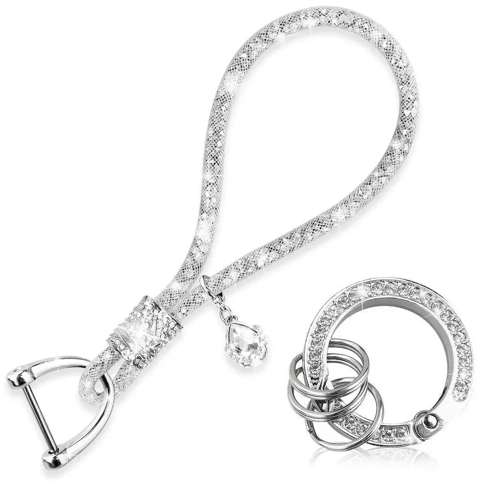 Crystal Car Keychain For Women Key Chain Accessories With Rhinestones Keyring Short Rope Christmas Gifts Jewelry Accessories New