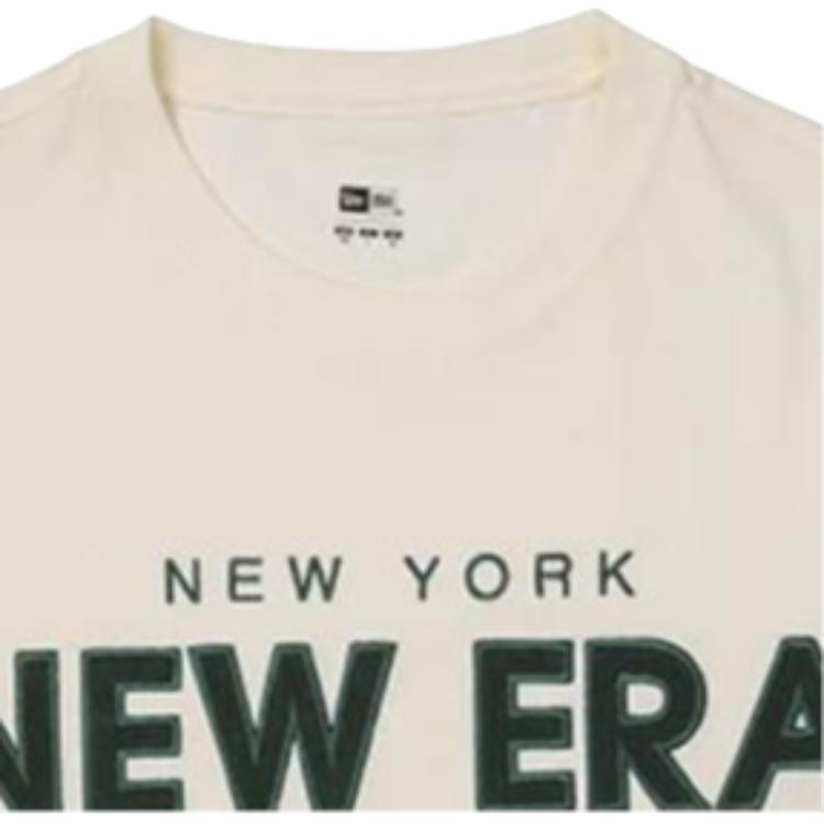New Era Logo Loose Fit Round Neck Short Sleeve T-Shirt Unisex T-Shirts Beige 14112257