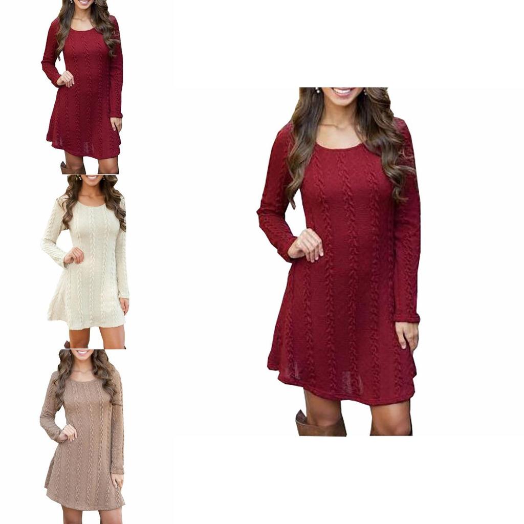 Stylish Women's Knitted Sweater Jumper Mini Dress For Cozy Winter And Autumn Wear