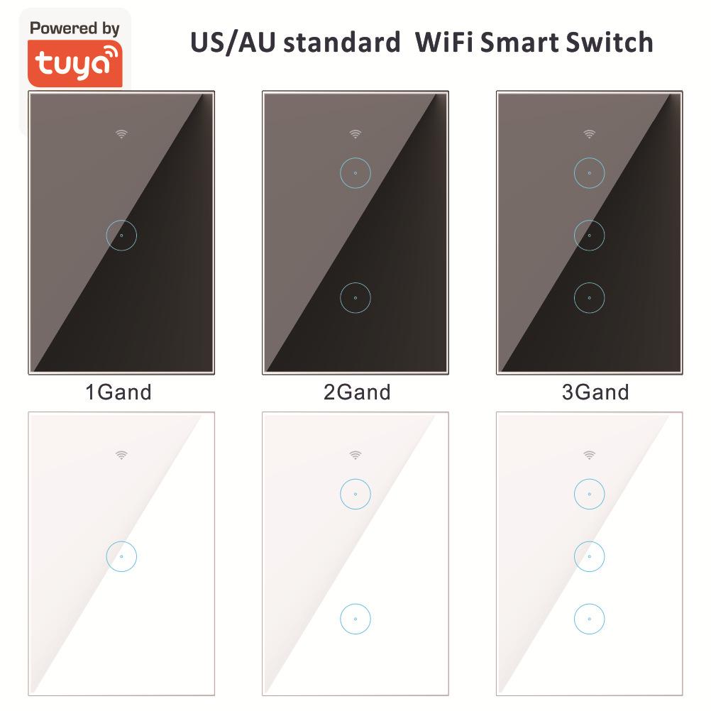 1 Gang Live Line Smart Life ABS WiFi US Type Touch Wall Panel Switch 220V 10A with Voice Control IP20
