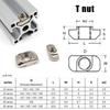 20X M3 M4 M5 M6 M8 M10 T Shape Block Sliding Nut Hammer Spring Ball for 20 30 40 45 Series Aluminum Profile Extrusion Slot Track