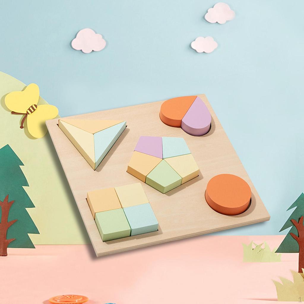 Shape Puzzle Wooden Geometric Toddler Preschool Learning Materials Toy for