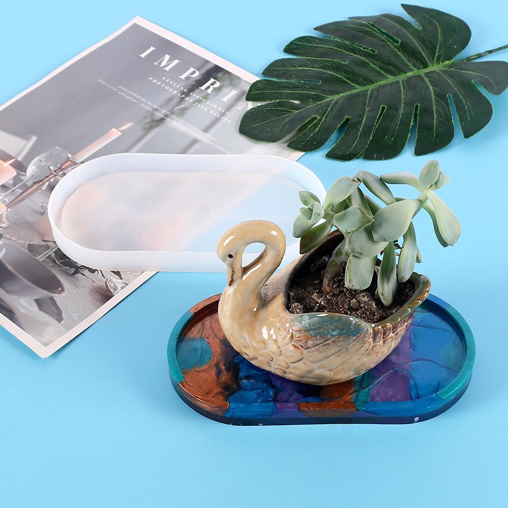 DIY Crystal Epoxy Resin Oval Coaster Mold for Tea Cup Holder and Tray Making