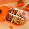 Persimmon Shape Snack Tray 4 Compartments Fruit Box Snack Container Serving Tray with Lid for Home