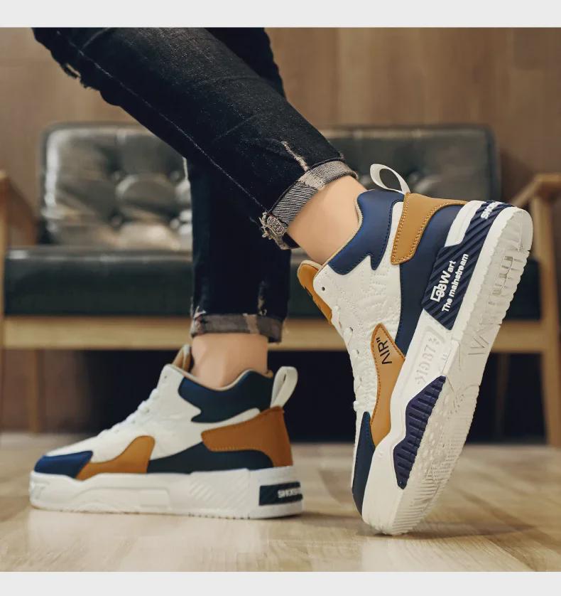 Men's Korean Style High-Top Autumn Sports Casual Shoes with Thick Soles