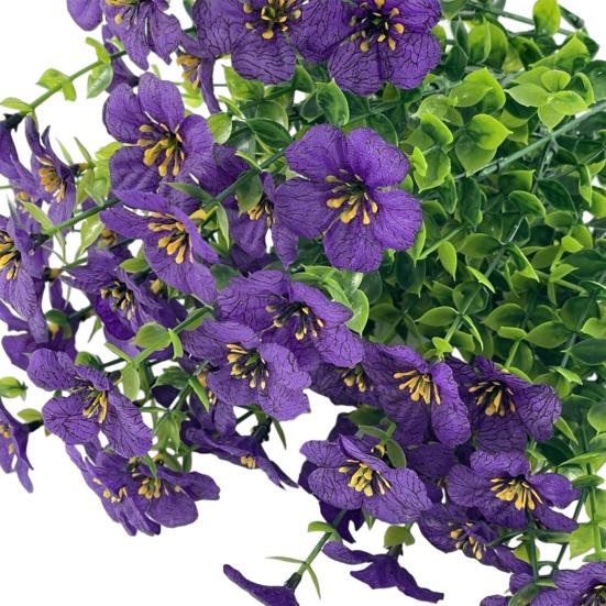 

7 Stems Artificial Violets Flowers Faux Silk Violets Bouquet UV Resistant Outdoor Fake Bloom for Vase Home Garden Wedding Decor