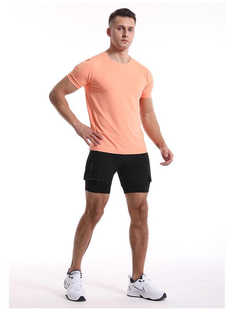 Men's Quick-Dry Sports T-Shirt: Solid Color, Breathable, Short Sleeve for Running & Fitness