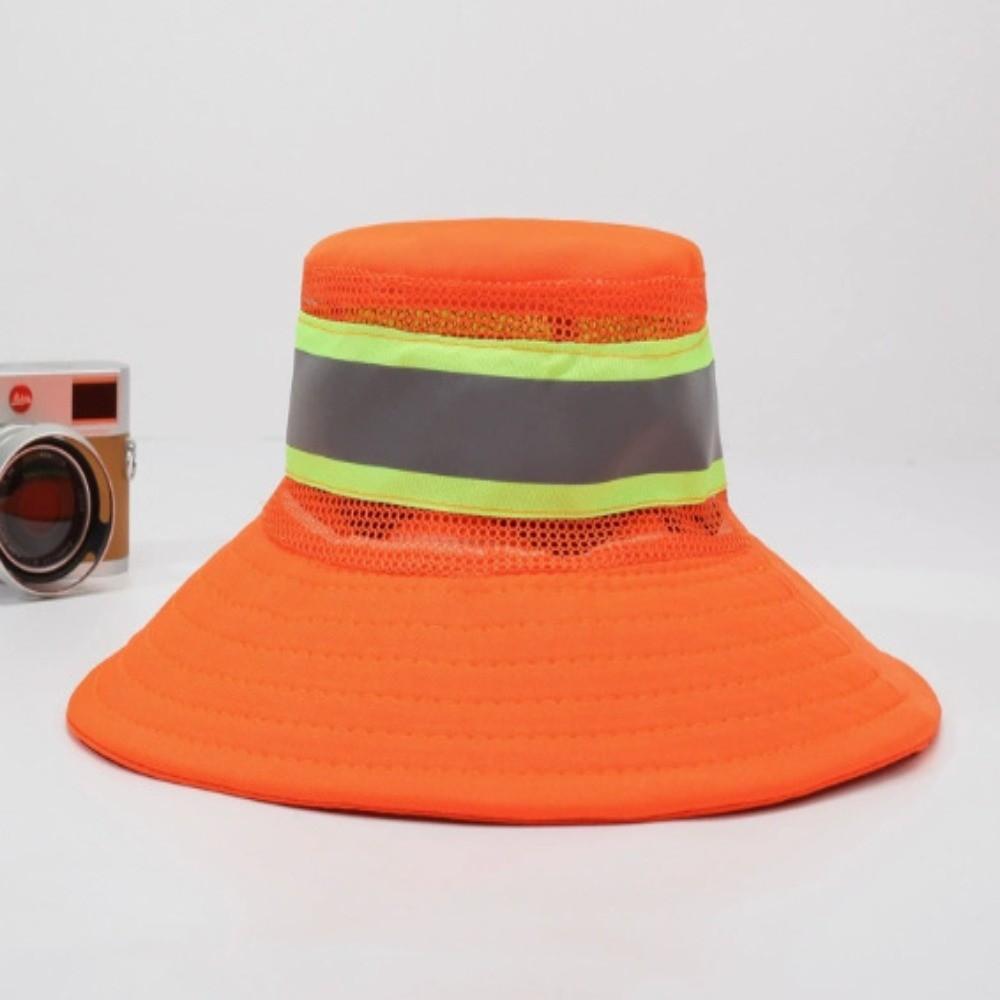 Adjustable Design Reflective Sun Hat Large Brim Fluorescent Safety Hat  Outdoor Sports