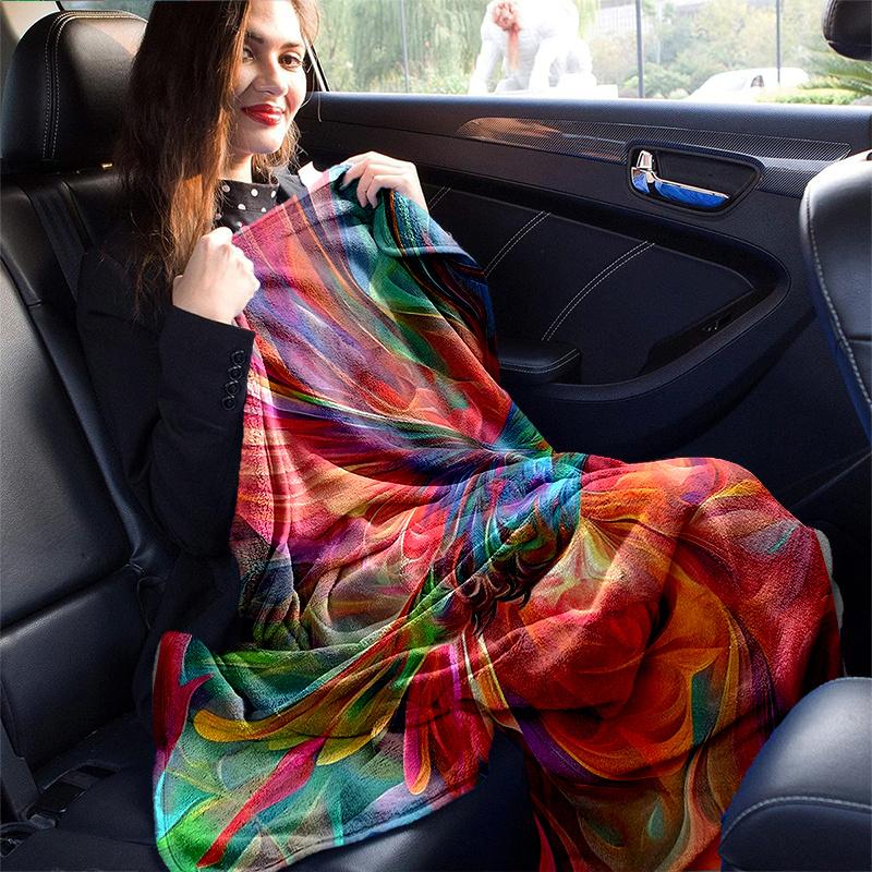 1pc Whirling Colors Hummingbird's Dance Blanket,Living Room, Travel, Camping, Car Blankets
