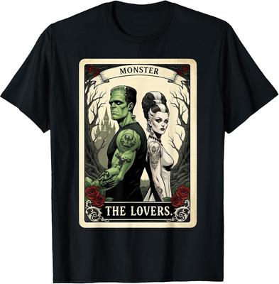 Spooky Romance Frankenstein The Lovers Tarot Cute Halloween T-Shirt