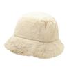 ICHIYON Fur Bucket Hat for Available in and Warm and Solid [14+ PLUS] Women's Fall/Winter, Black, Mocha, Ivory, Thick, Colors, chat0796-iv /