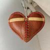 Vintage Football Heart Hanging Decoration Handmade Faux Leather Love Heart Shaped Football Hanging Ornament Sports Fans Collectible Gift