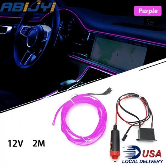 Car Interior Atmosphere Wire Auto Strip Purple Light LED Decor Lamp Accessories