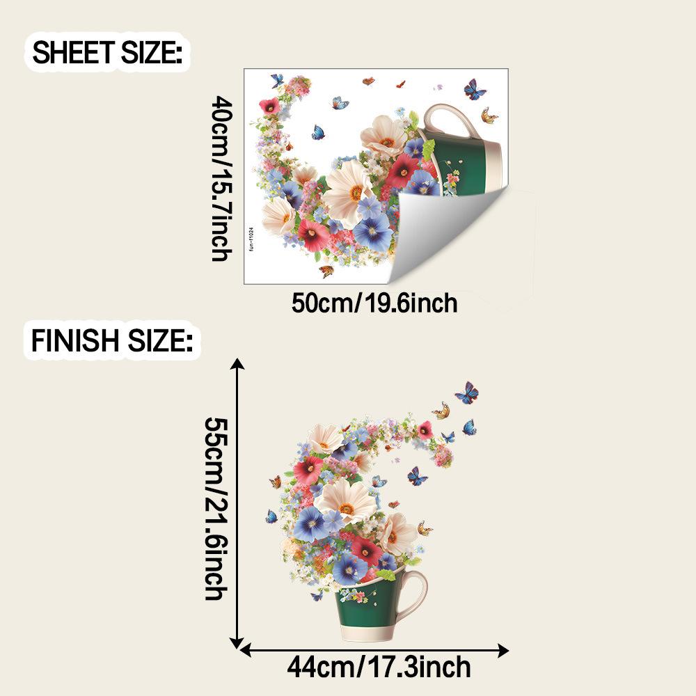 Colorful Flower and Butterfly Dance Stickers for Restaurant, Kitchen, Home Decoration and Beautification Walls