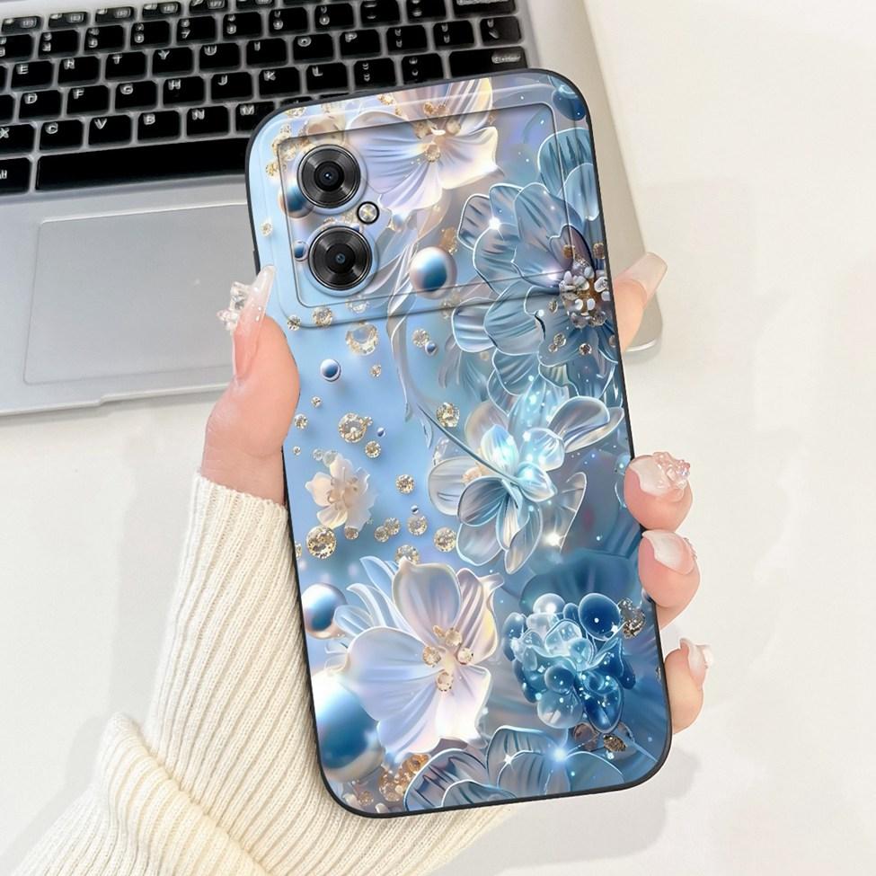 Casing For Xiaomi Poco M4 5G Case Cover Silicone Luxury Fashion Flowers Kawaii Cute Cat Shockproof Phone Case 22041219PG