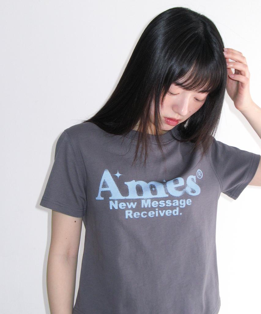 AMES-WORLDWIDE Round Hem Crop Tee Light Charcoal
