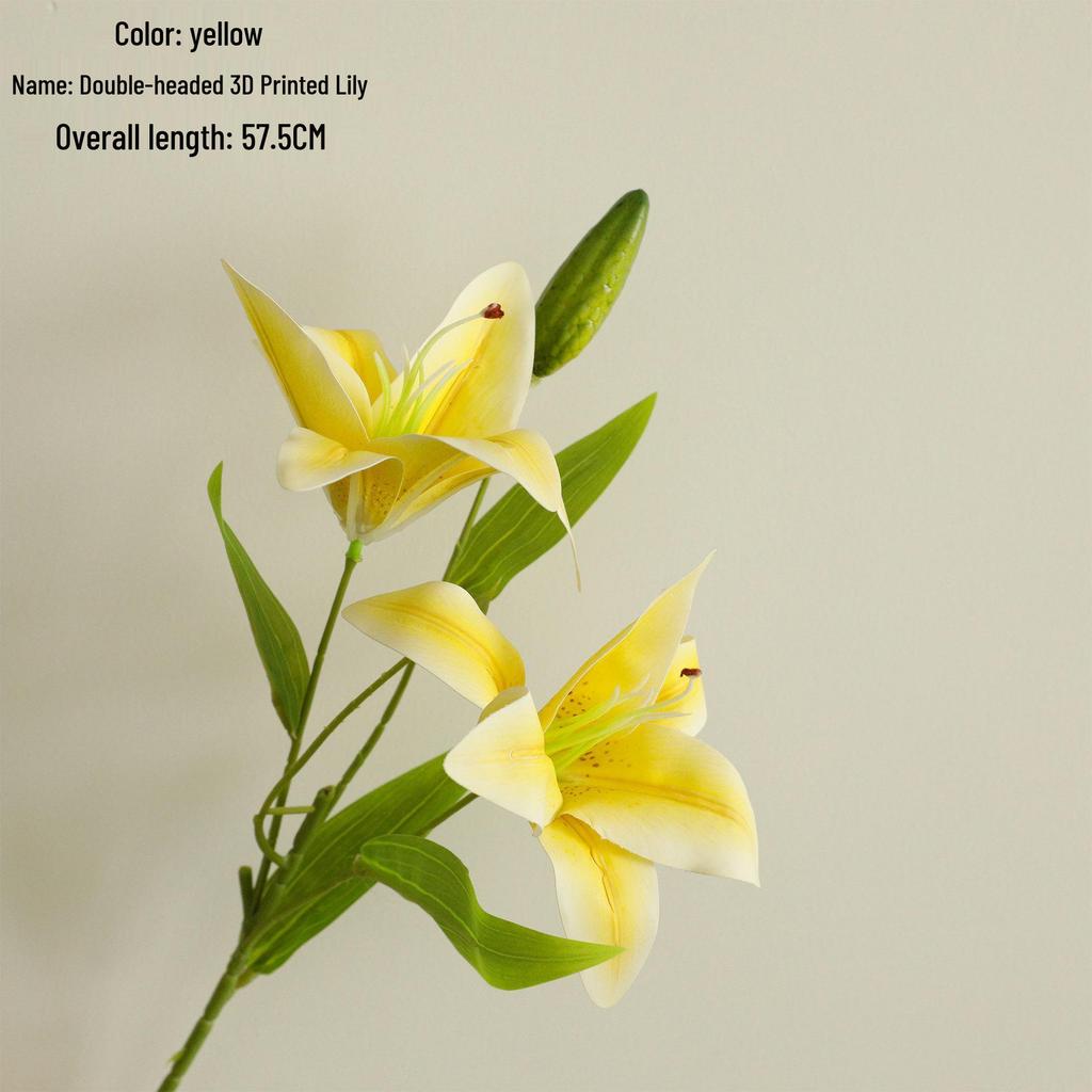 3D Printed Double-Headed Lily Artificial Flower for Wedding Decoration & Crafts