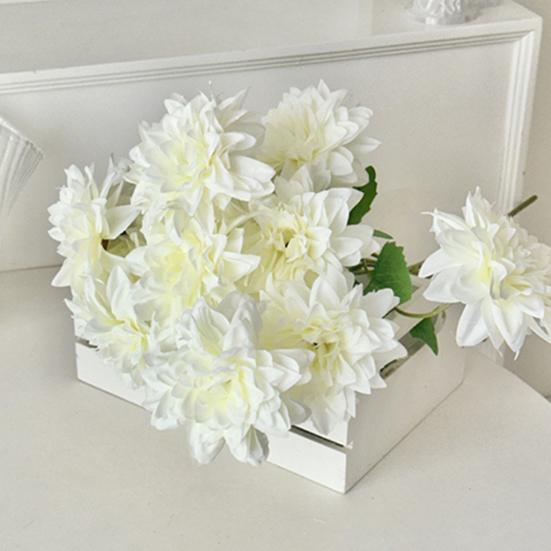 Artificial Dahlia Flowers with Stem 4-Head Blooms Realistic Faux Silk Flower for Vase Wedding