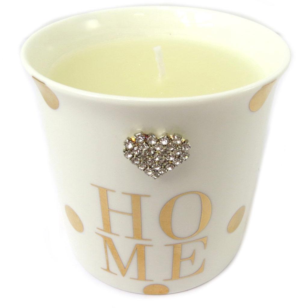 Les Trésors De Lily [P0304] - Bougie décorative 'Messages' beige (Home) pomegranate - 8x8. 5 cm