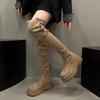 Knee boots Children's boots 2025 new autumn and winter two wear folded small thick-soled elastic high knight boots