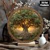 Round Tree of Life Metal Wall Art, Vintage Aluminum Sign 8x8 Inch, Retro Home Decor for Bar Cafe Living Room