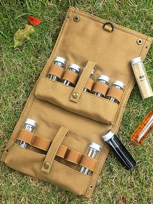 Manba Outdoor Camping Seasoning Set with Canvas Bag - Glass Bottles for BBQ & Cooking.