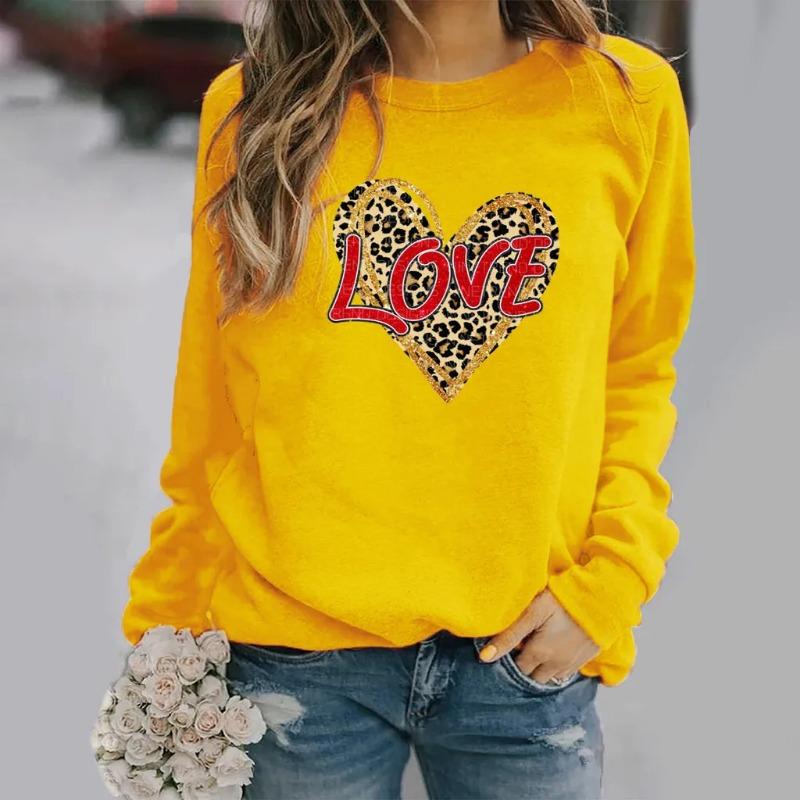 Women's Love Print Long Sleeve Crew-Neck
