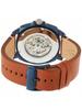 Herren-Automatik-Mechanik-Uhr, Lederarmband, 3-Zeiger-Design, Edelstahlgehäuse/Kratzfestes Glas ME3135