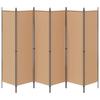 6 Panel Room Divider Beige 300 X 180 Cm Fabric