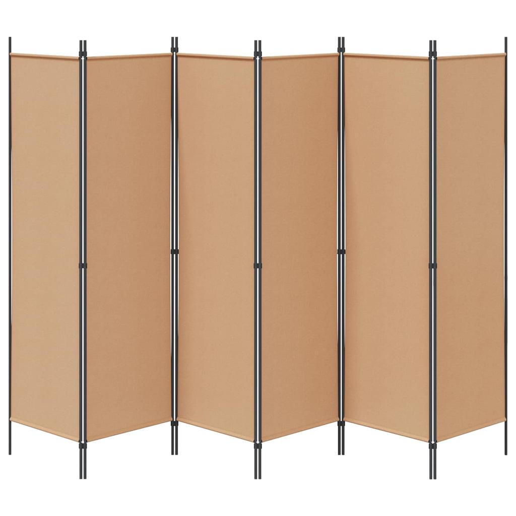 6 Panel Room Divider Beige 300 X 180 Cm Fabric