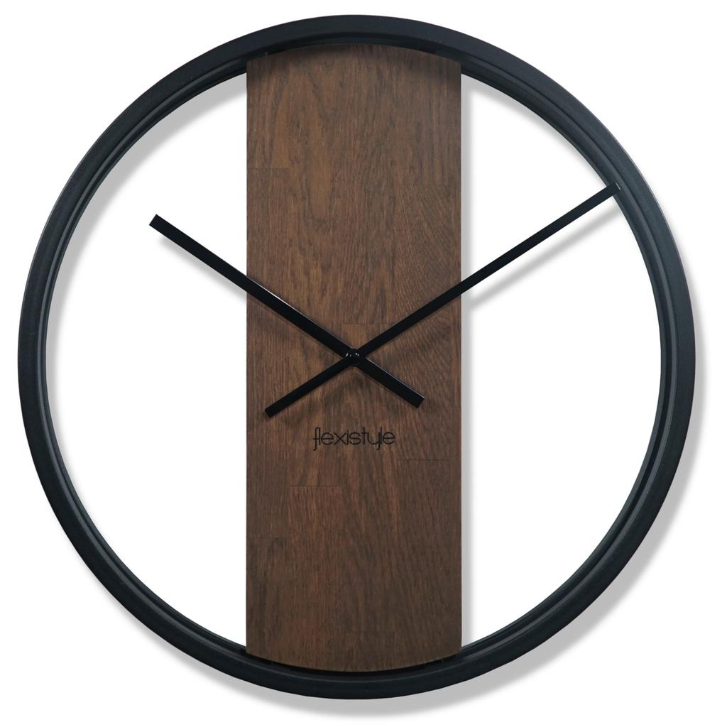 Wooden loft oval brown wall clock 50cm