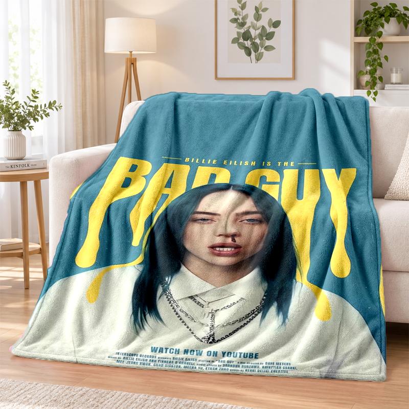Billie Eilish Flannel Throw Blanket Soft Warm Cozy For Sofa Bed Indoor Home Bedroom Use