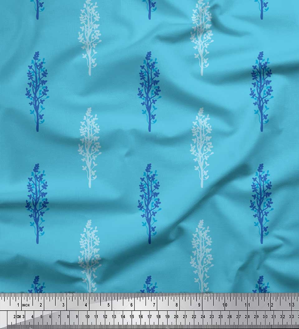 

Тканина Soimoi Black, Японія, креп-сатин, листя, етнічний принт, тканина на метри 42 дюйми 42 Inch Wide - Poly Crepe синій