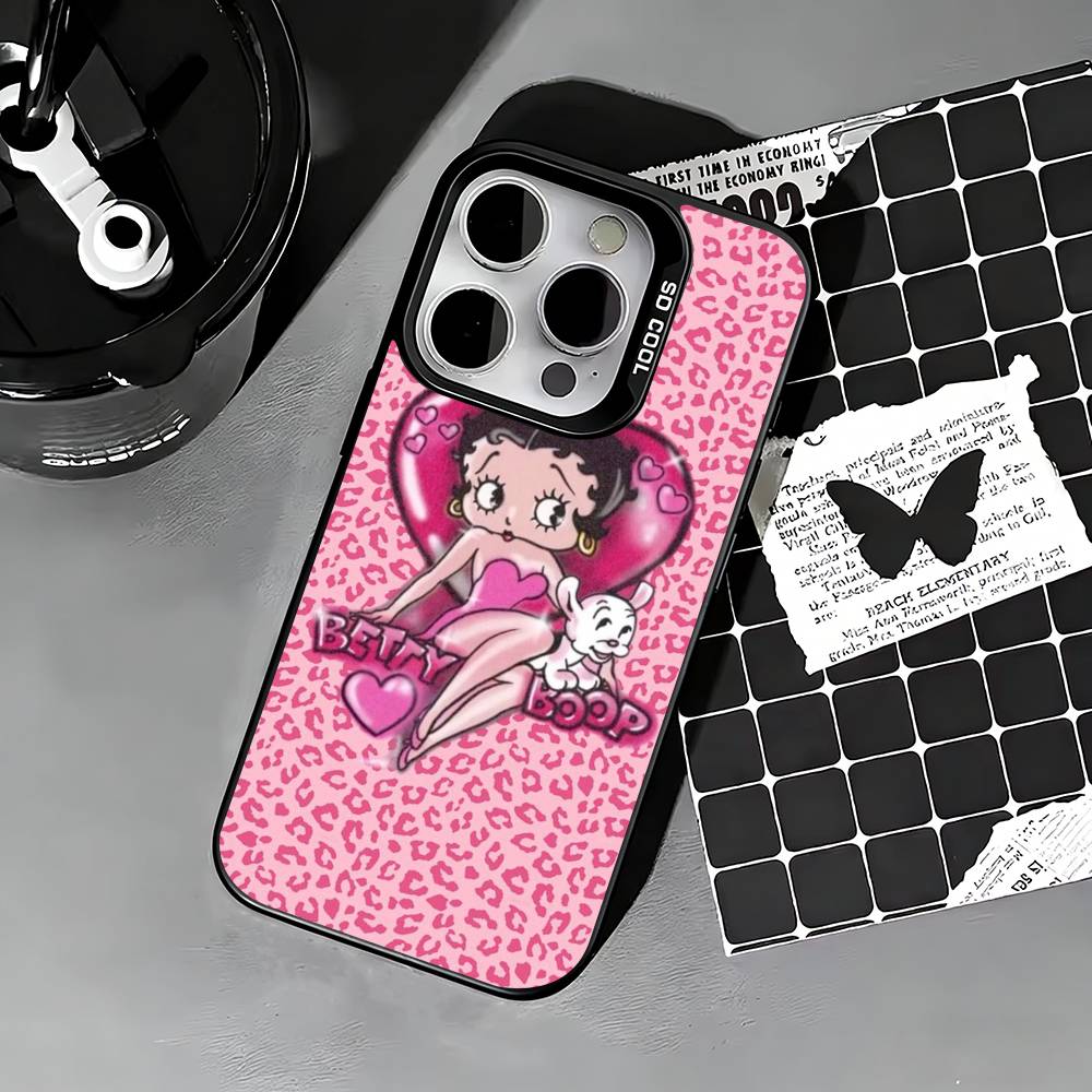 B-Betty Niedliche B-Boop Handyhülle Für iPhone 17,16,15,14,13,12,11 Plus,Pro Max,XS,Farbige silberne Handyhülle